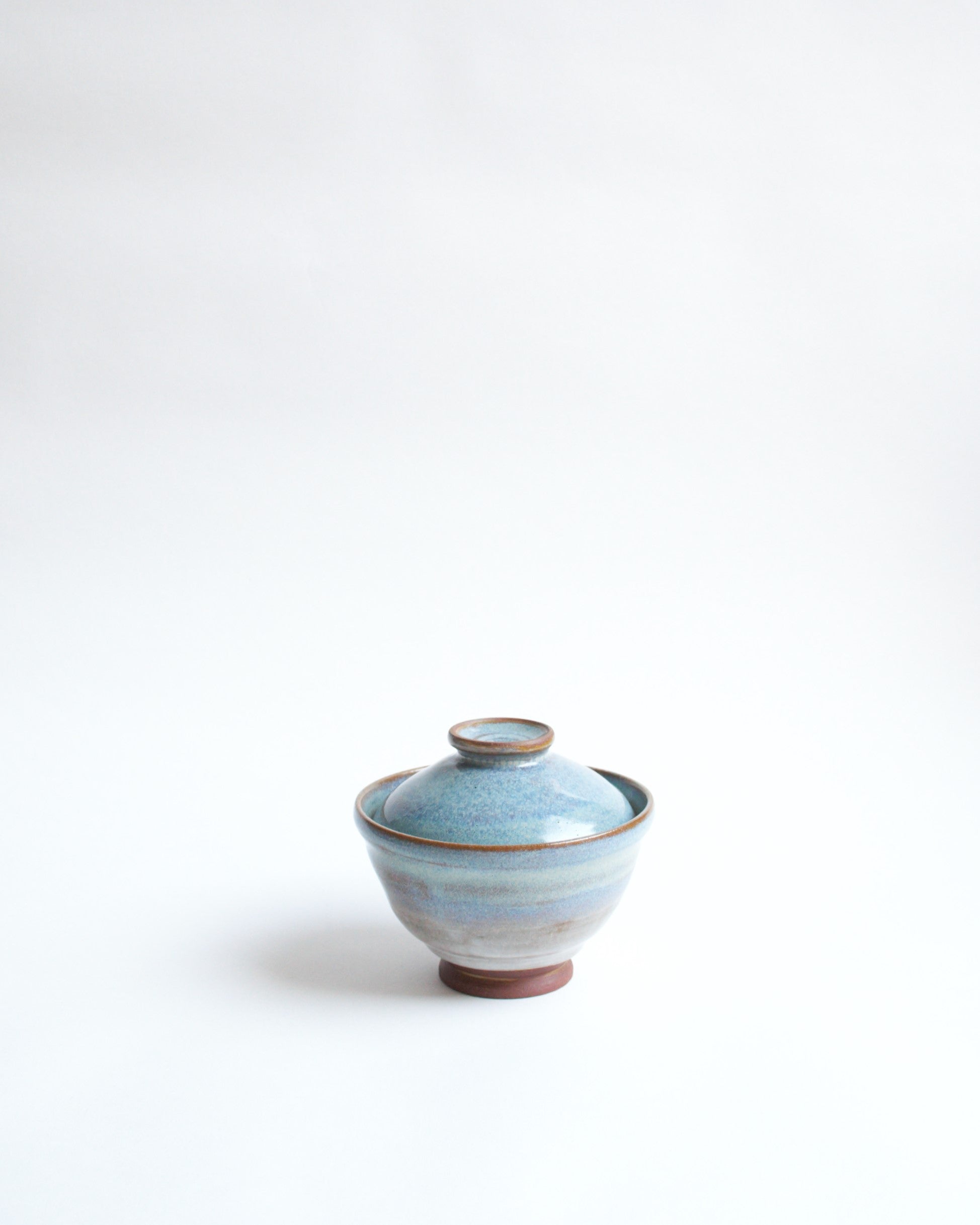 Lidded bowl in blue and white