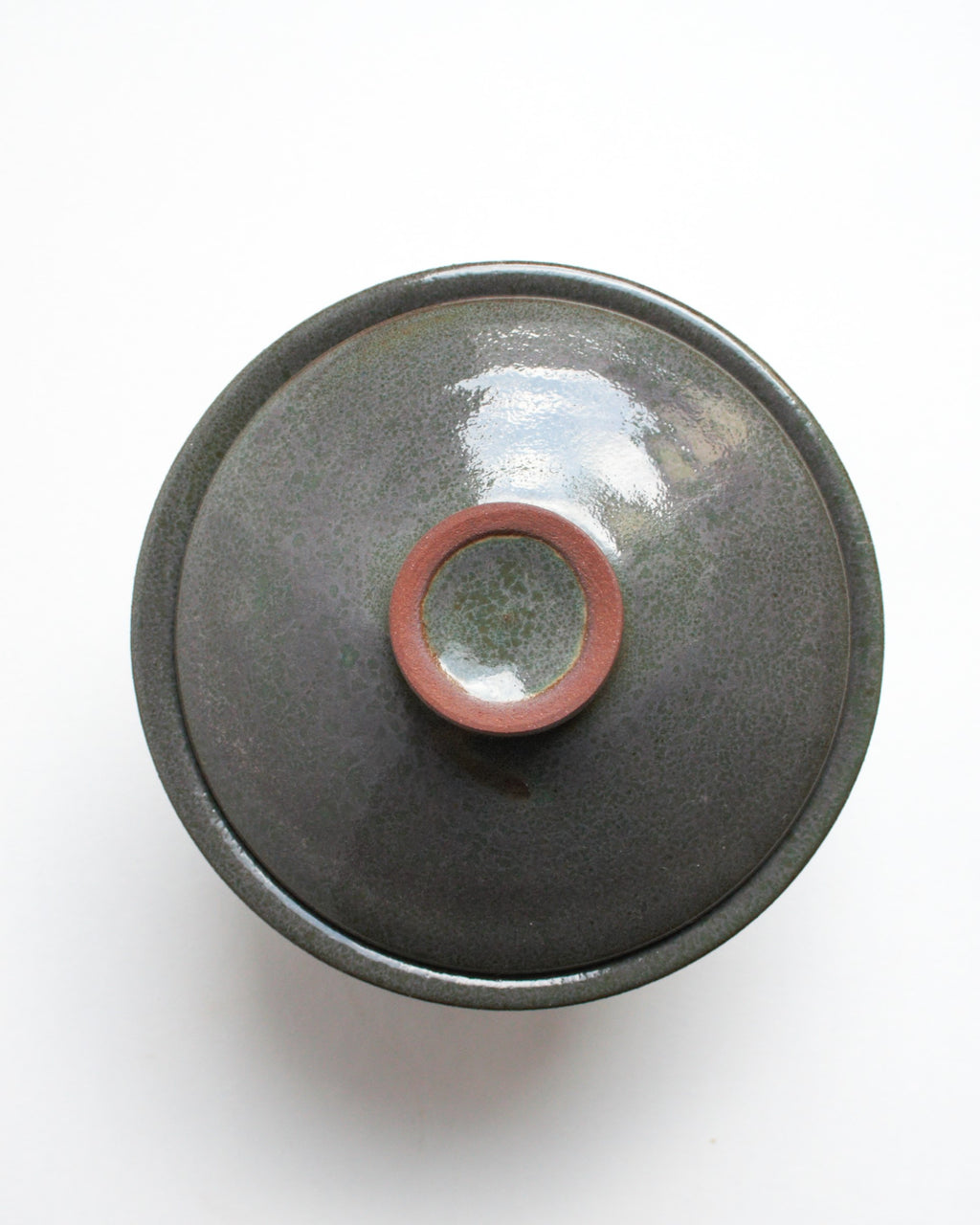 Lidded bowl in dark gray-indigo