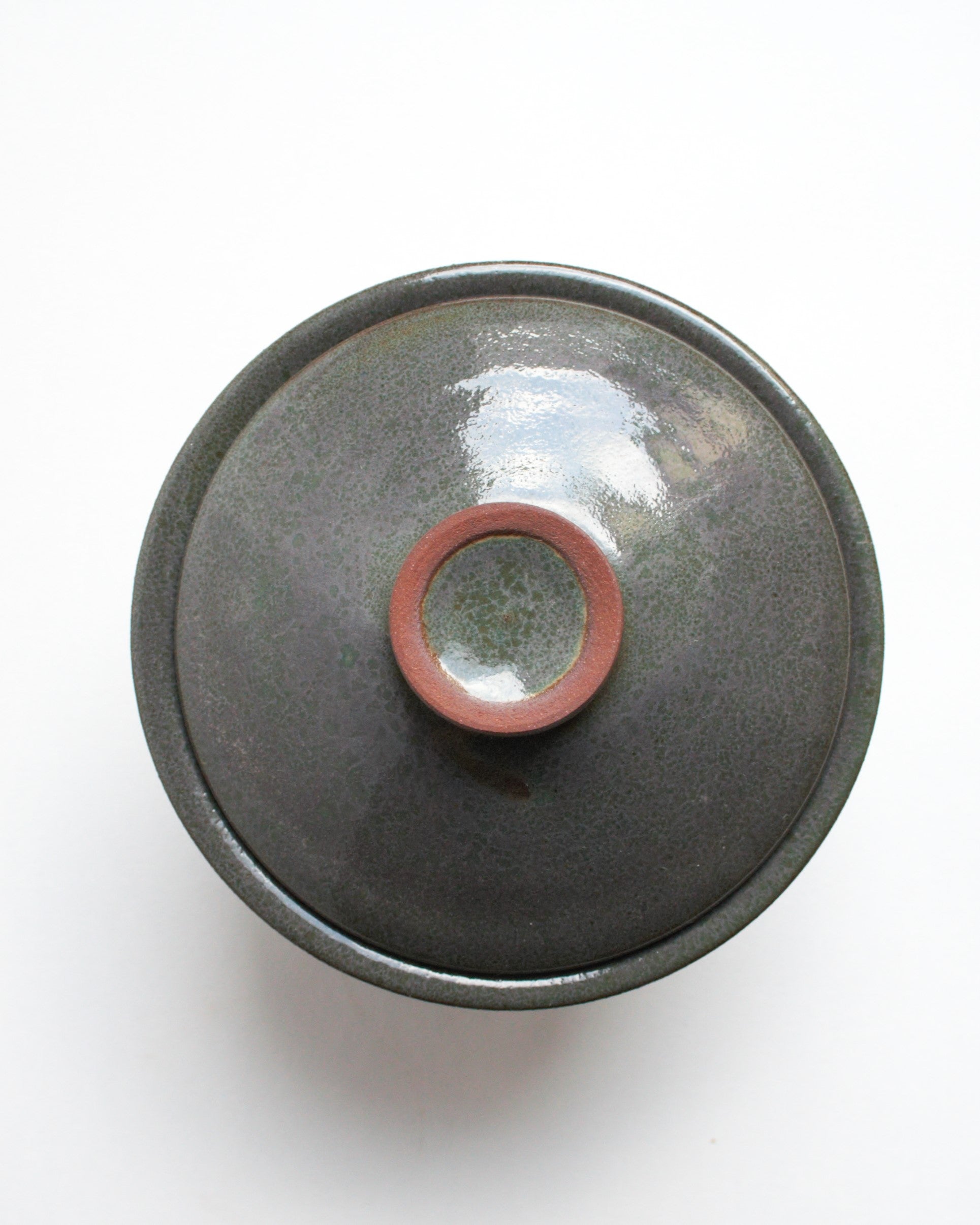 Lidded bowl in dark gray-indigo